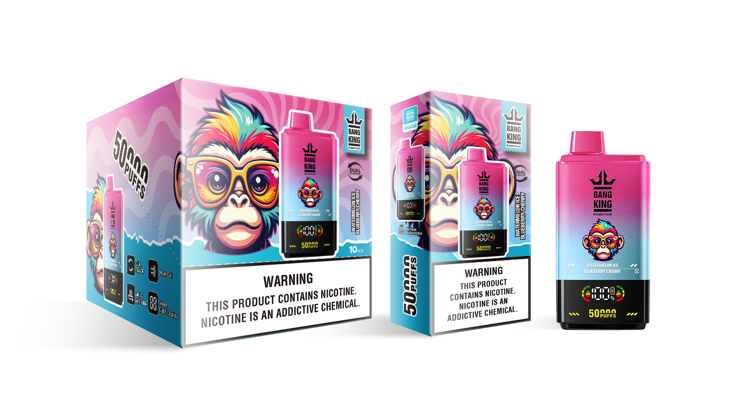 Bang King 50000 50K Puff E Vaper Electronic Cigarette 2in1 Double Flavors Switching Disposable Vape Pen Shisha Hookah