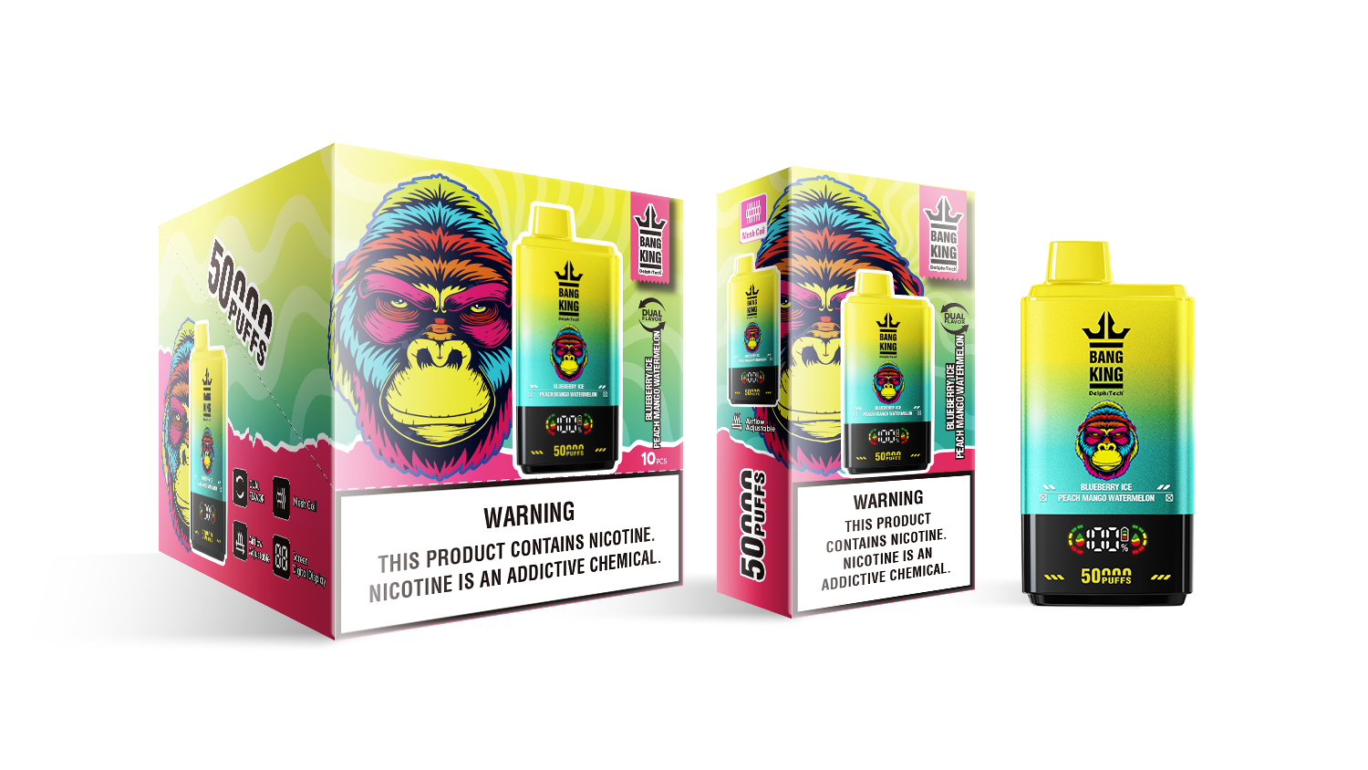 Bang King 50000 50K Puff E Vaper Electronic Cigarette 2in1 Double Flavors Switching Disposable Vape Pen Shisha Hookah