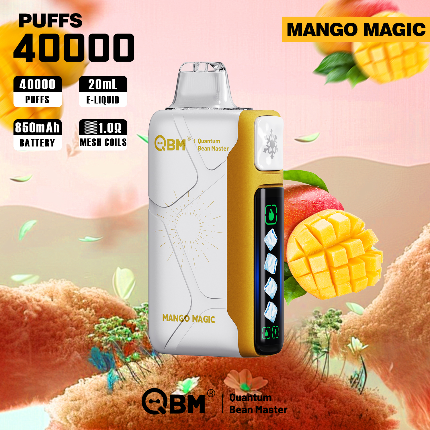 Qbm 40000 Puffs Disposable Electronic Cigarette Vape 40K 50K 60K Puffs Adjustable 5 Ice Levels and Ai