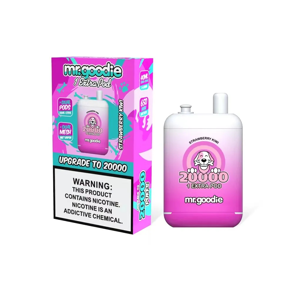 Original Mr. Goodie 20000 Puffs 40ml 650mAh Rechargeable Coil Dual Pods Dual Mesh Vape Pen 12 Flavors Disposable Electronic Cigarette 20K Puff 2% 5% Vape Pen