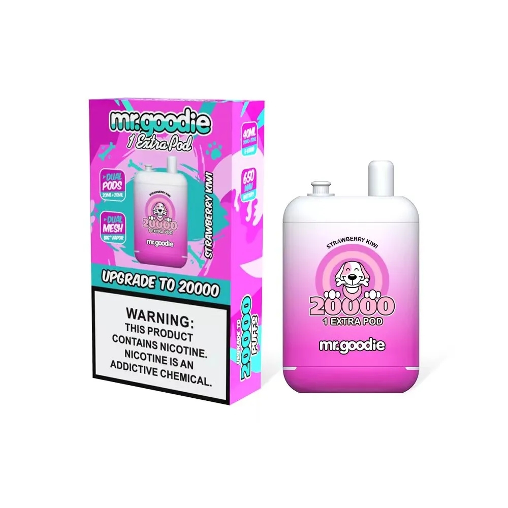 Original Mr. Goodie 20000 Puffs 40ml 650mAh Rechargeable Coil Dual Pods Dual Mesh Vape Pen 12 Flavors Disposable Electronic Cigarette 20K Puff 2% 5% Vape Pen