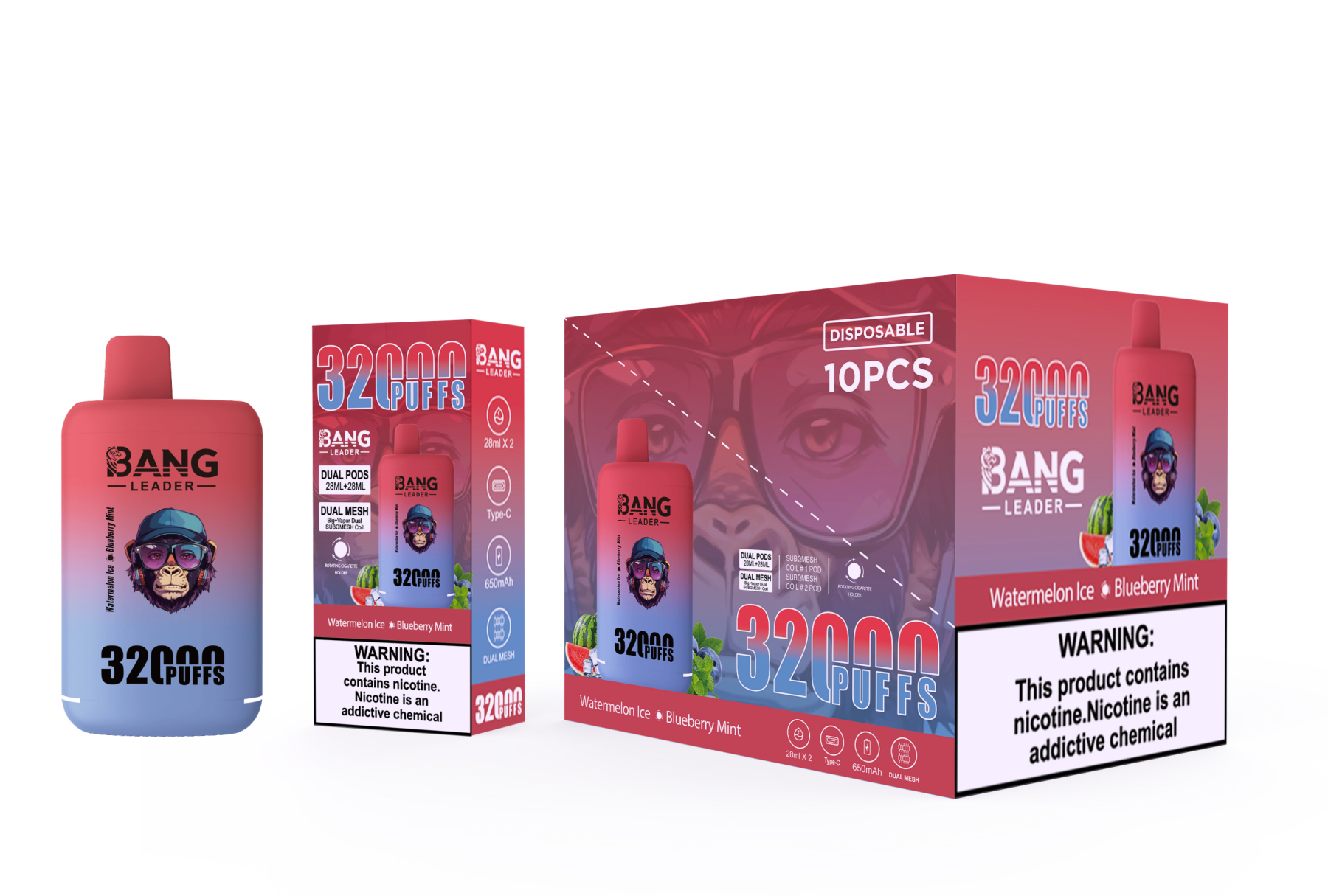 Electronic Cigarette Vapes Disposable Vape Tornado Puffs Puff 32K Double Flavors Bang Leader 32000