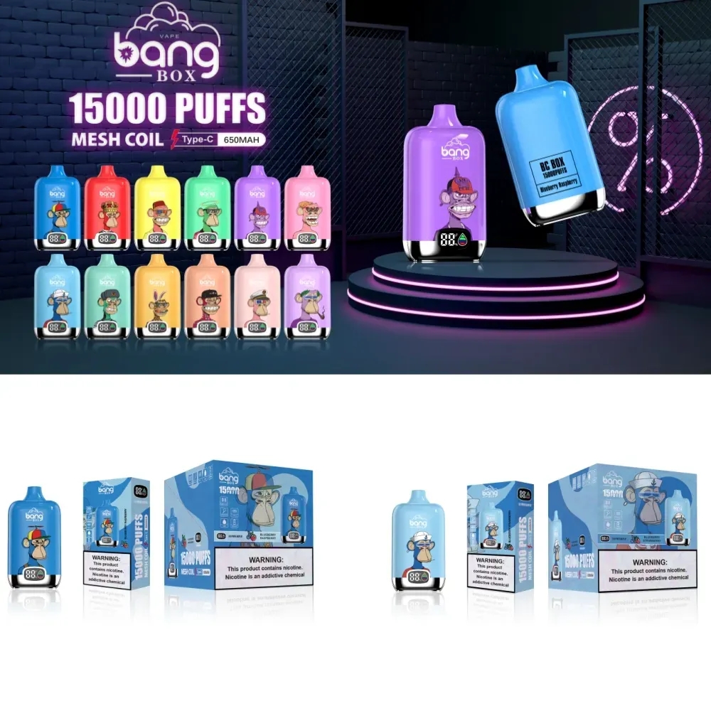 Original Bang box igital Box 15000 15K Puffs Vape Puff 15000 Mesh Coil 20ml vaper vape 15000 puffs 0/2/3/5% Rechargeable 650mAh RGB VS Tornado 1200-Ecloudvaping