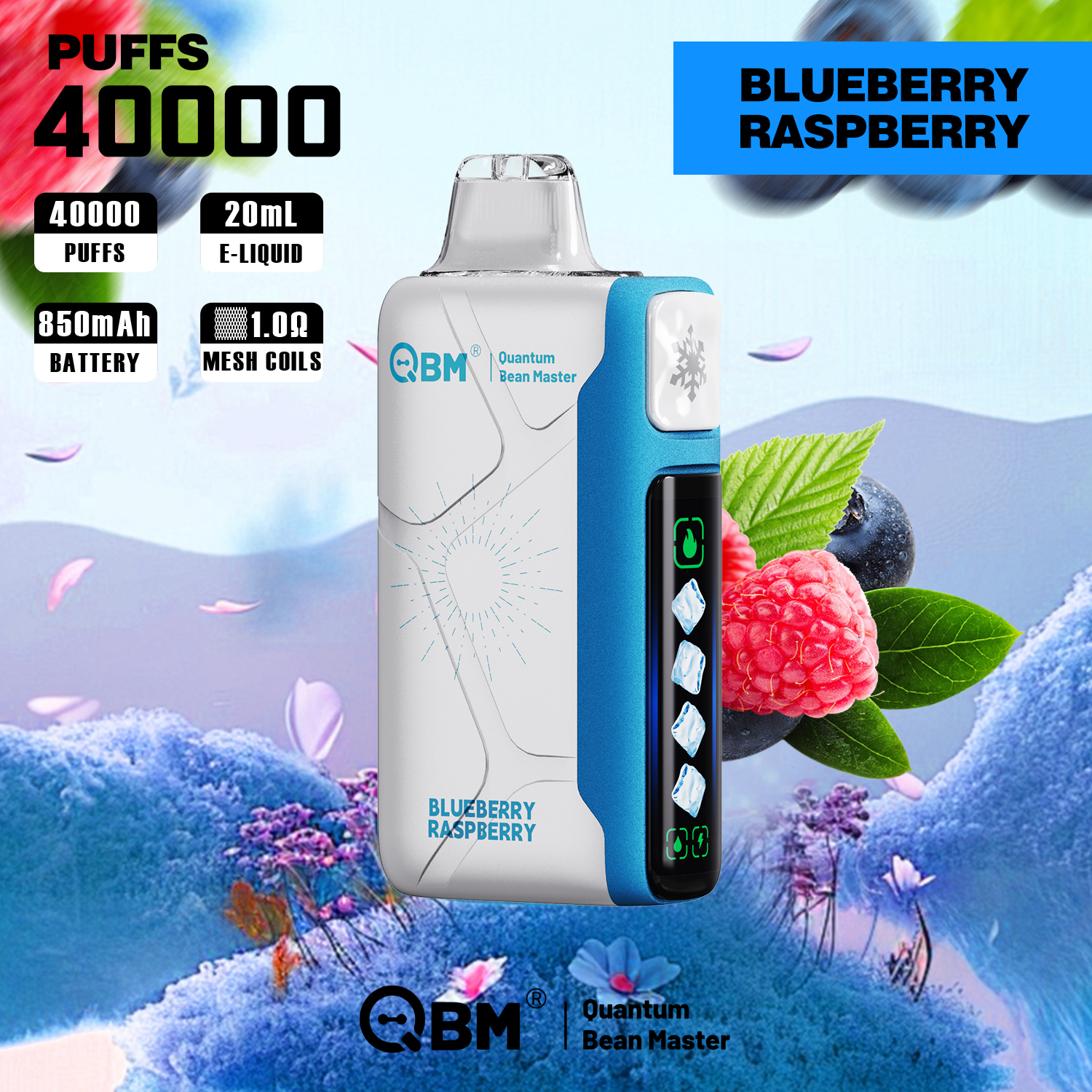 Qbm 40000 Puffs Disposable Electronic Cigarette Vape 40K 50K 60K Puffs Adjustable 5 Ice Levels and Ai