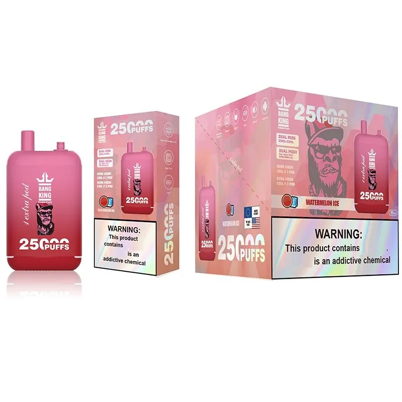  Original Bang king 25000 puffs disposable E cigarettes 46ml pre-filled vapor pods 650mAh rechargeable battery 25k puffs vapedevices Dual Mesh Vaporizers 12flavors -Ecloudvaping