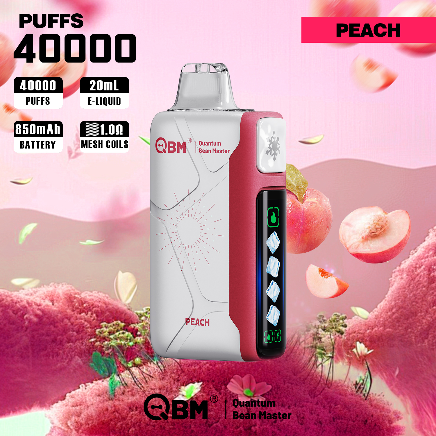 Qbm 40000 Puffs Disposable Electronic Cigarette Vape 40K 50K 60K Puffs Adjustable 5 Ice Levels and Ai