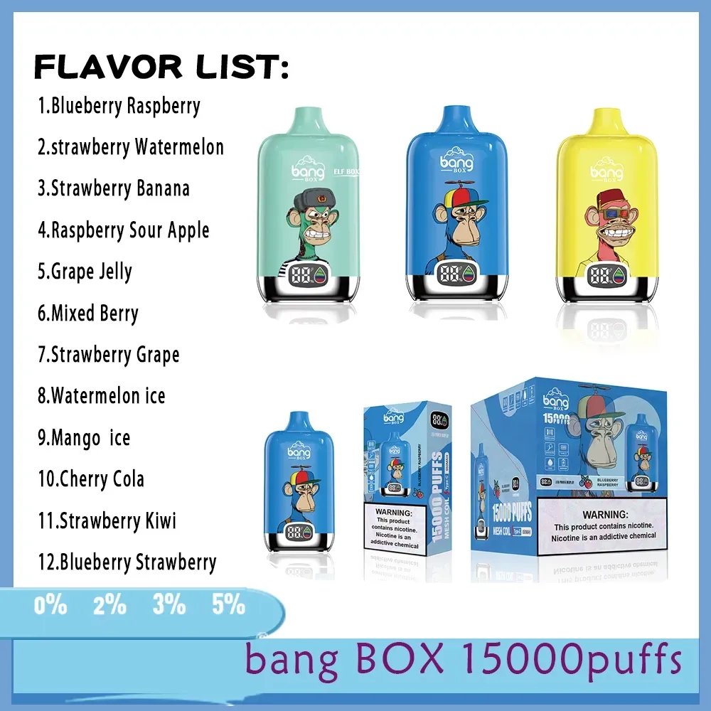 Original Bang box igital Box 15000 15K Puffs Vape Puff 15000 Mesh Coil 20ml vaper vape 15000 puffs 0/2/3/5% Rechargeable 650mAh RGB VS Tornado 1200-Ecloudvaping
