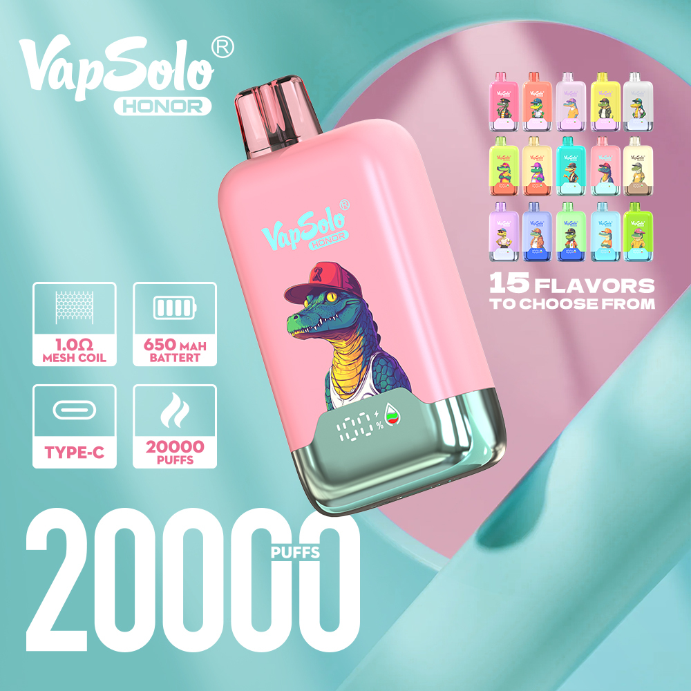 Vapsolo Honor 20K Puff Mini E-Cigarette Cartridge Vaporize Shisha Pen E-Cigarette Price Double Flavor Switch Vape
