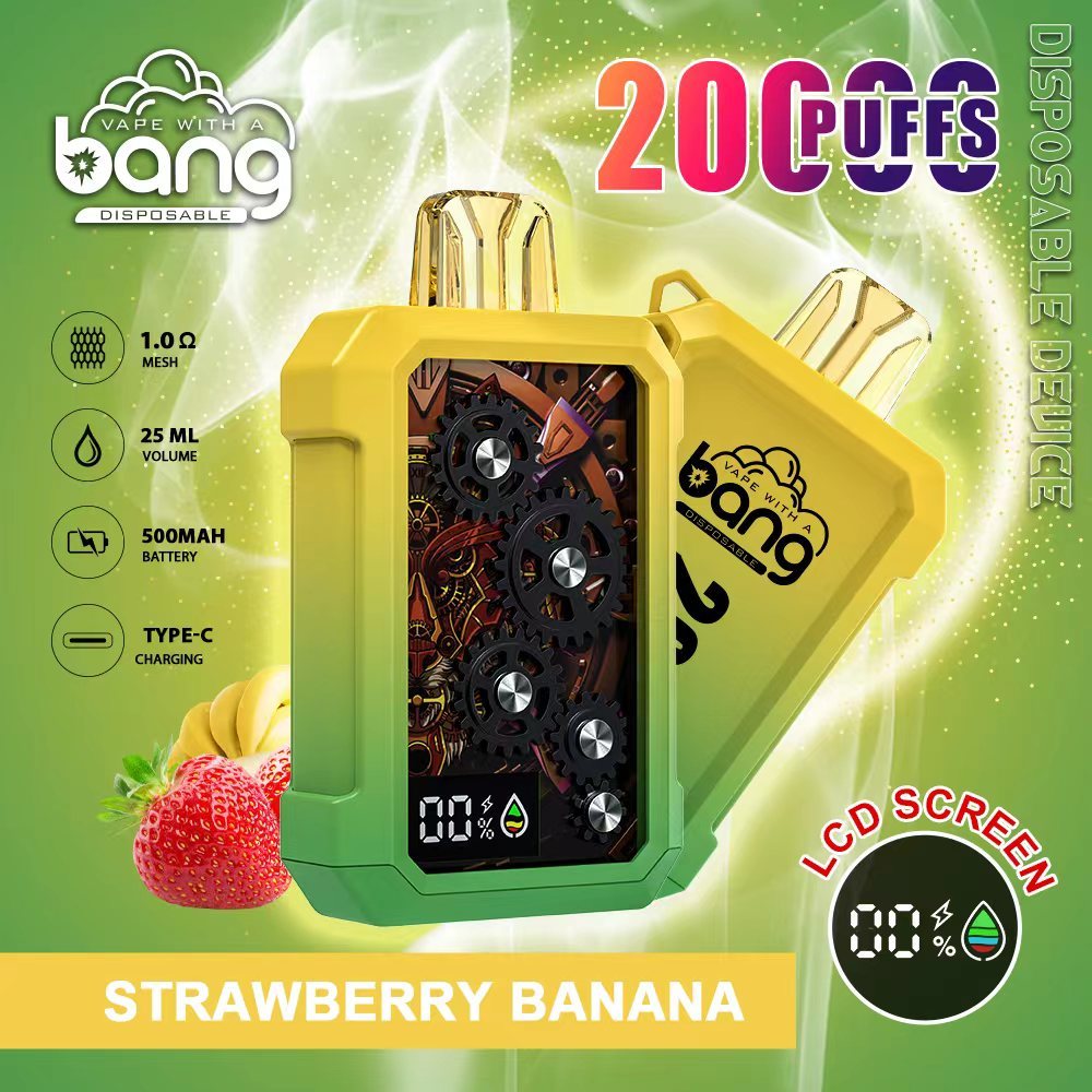 Original Bang 20000puff E Cigarette Set Puffs20k Disposable Vape Pen Pod 500mah LCD Display Rechargeable 25ml Vapers 0% 2% 3% 5% 12 Flavors Dual Mesh-Ecloudvaping