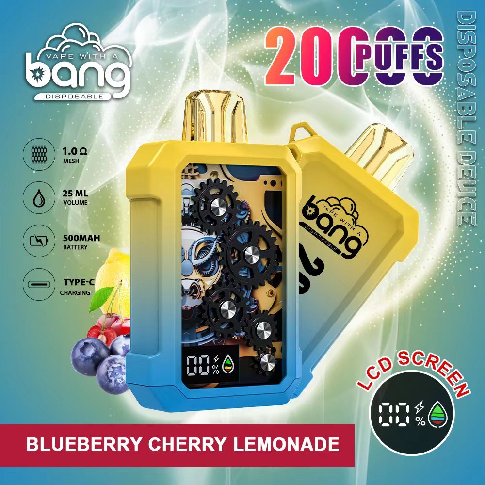 Original Bang 20000puff E Cigarette Set Puffs20k Disposable Vape Pen Pod 500mah LCD Display Rechargeable 25ml Vapers 0% 2% 3% 5% 12 Flavors Dual Mesh-Ecloudvaping
