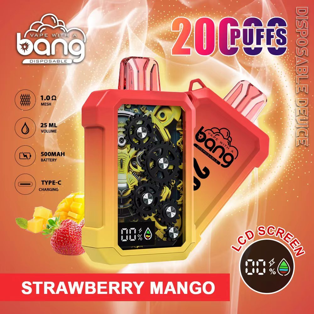 Original Bang 20000puff E Cigarette Set Puffs20k Disposable Vape Pen Pod 500mah LCD Display Rechargeable 25ml Vapers 0% 2% 3% 5% 12 Flavors Dual Mesh-Ecloudvaping