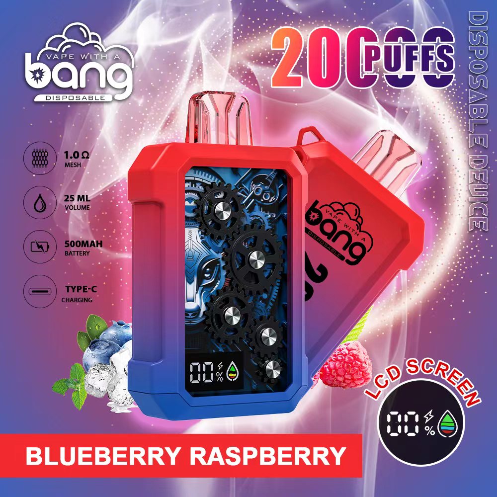 Original Bang 20000puff E Cigarette Set Puffs20k Disposable Vape Pen Pod 500mah LCD Display Rechargeable 25ml Vapers 0% 2% 3% 5% 12 Flavors Dual Mesh-Ecloudvaping