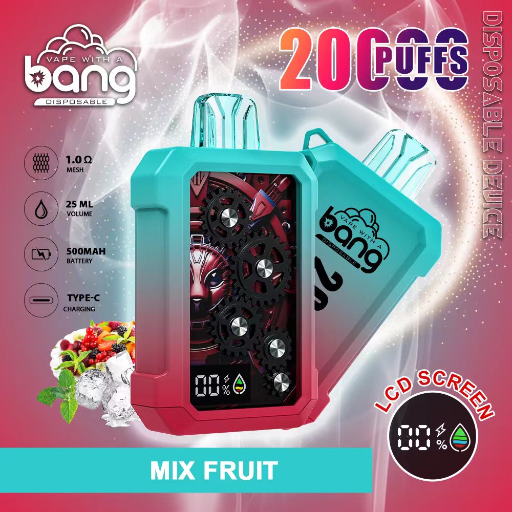 Original Bang 20000puff E Cigarette Set Puffs20k Disposable Vape Pen Pod 500mah LCD Display Rechargeable 25ml Vapers 0% 2% 3% 5% 12 Flavors Dual Mesh-Ecloudvaping