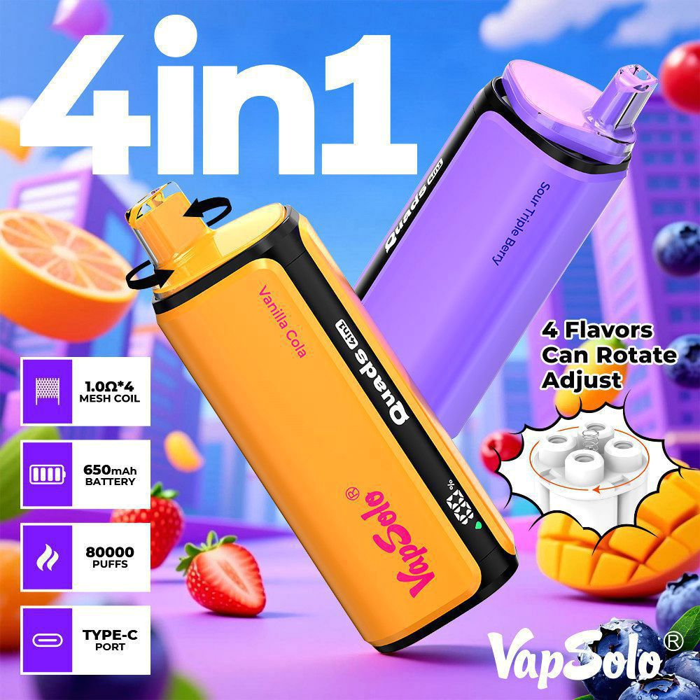 EU Germany Spain warehouse Vapsolo quads 4in1 80k puffs Disposable Vape pen Wholesale Electronic Cigarette Vaper