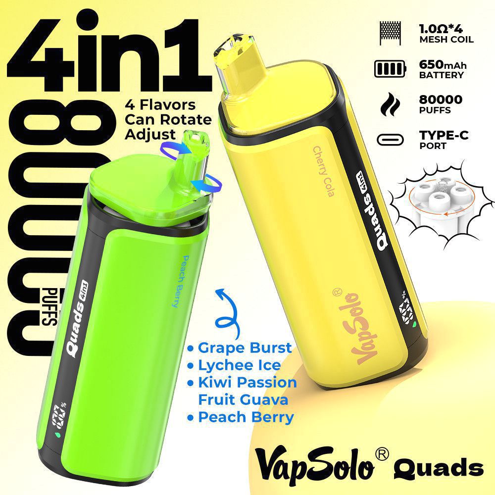 EU Germany Spain warehouse Vapsolo quads 4in1 80k puffs Disposable Vape pen Wholesale Electronic Cigarette Vaper