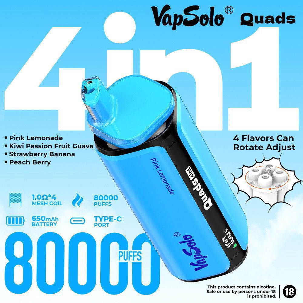 EU Germany Spain warehouse Vapsolo quads 4in1 80k puffs Disposable Vape pen Wholesale Electronic Cigarette Vaper