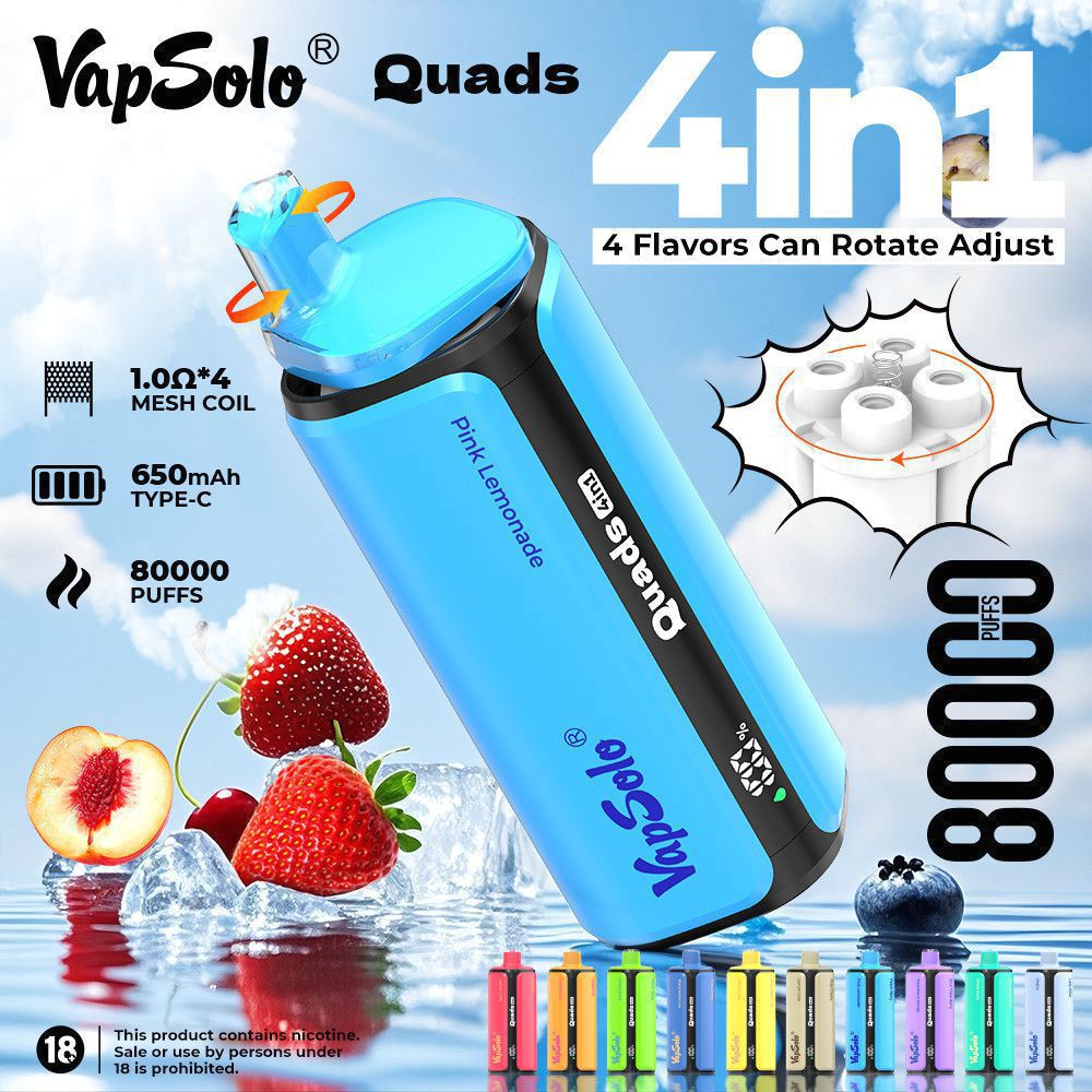 EU Germany Spain warehouse Vapsolo quads 4in1 80k puffs Disposable Vape pen Wholesale Electronic Cigarette Vaper