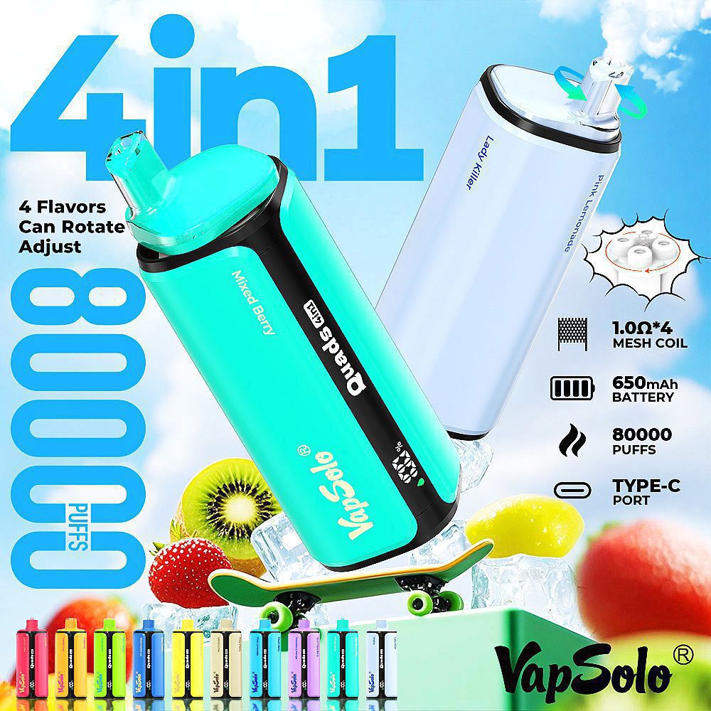 EU Germany Spain warehouse Vapsolo quads 4in1 80k puffs Disposable Vape pen Wholesale Electronic Cigarette Vaper