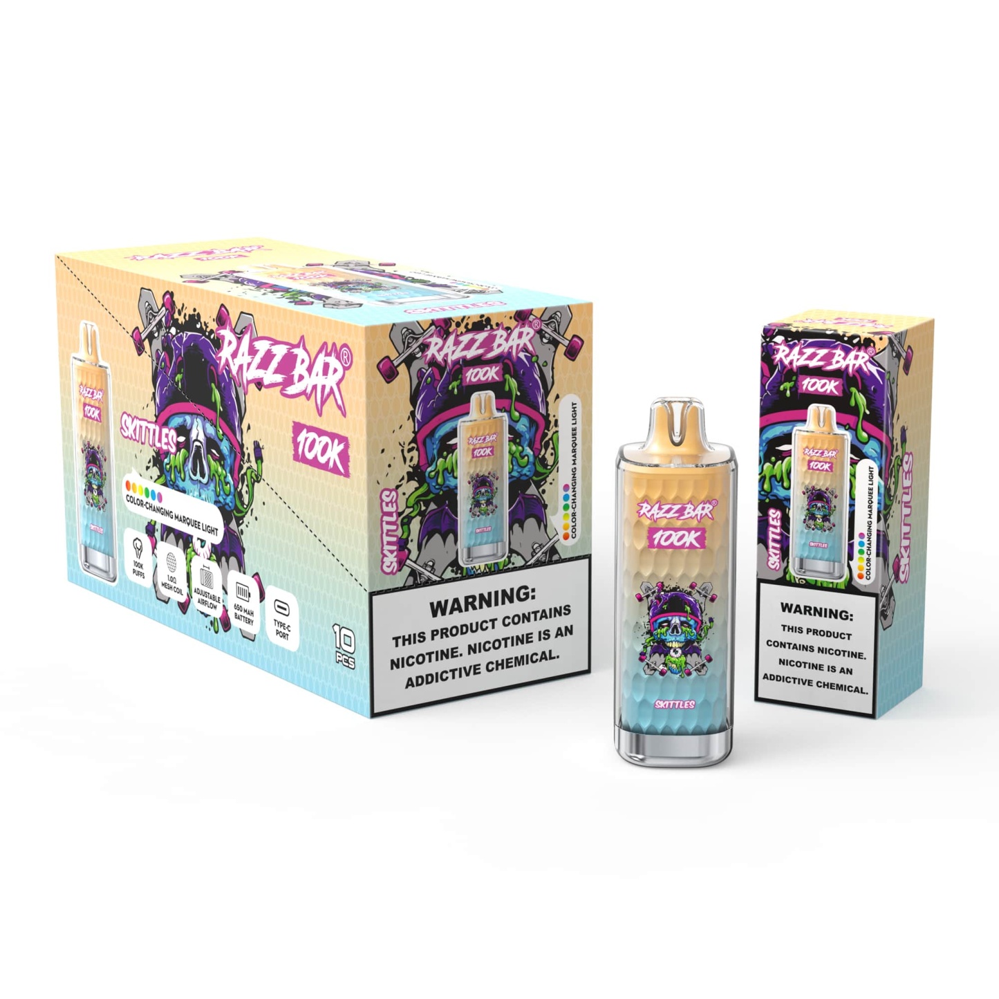 Razzbar 100K Puff Disposable Vape Pen E Cigarette 10000 Puffs Razz Bar Disposable Vape 