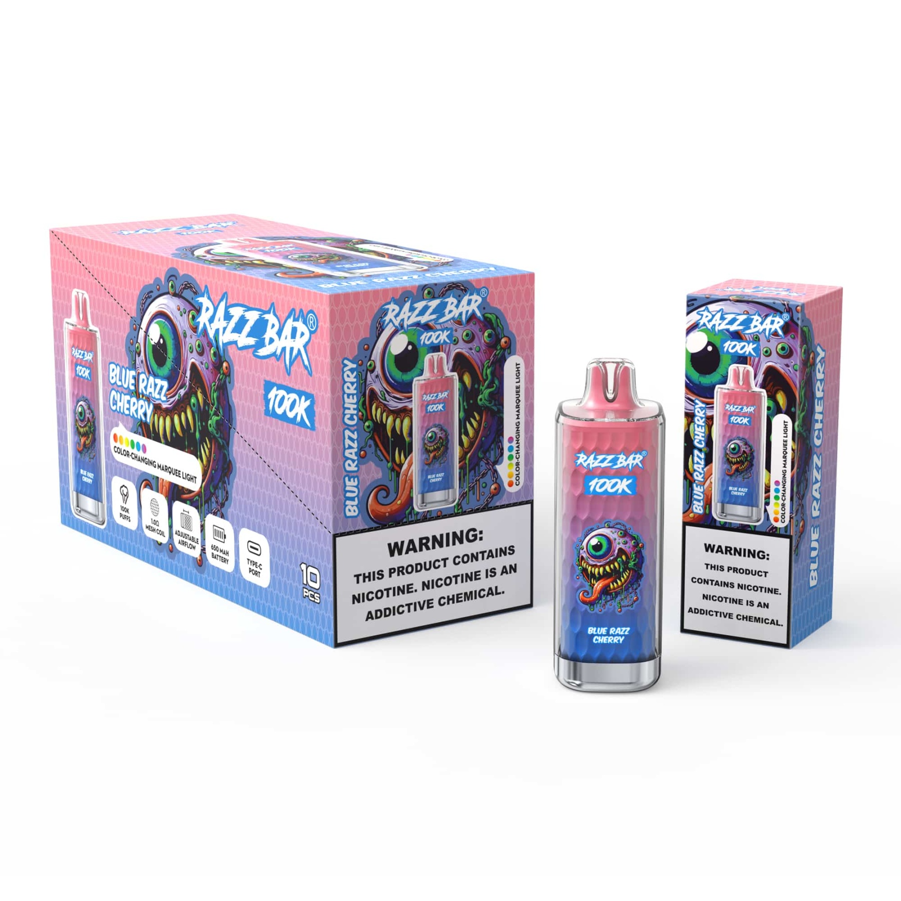 Razzbar 100K Puff Disposable Vape Pen E Cigarette 10000 Puffs Razz Bar Disposable Vape 