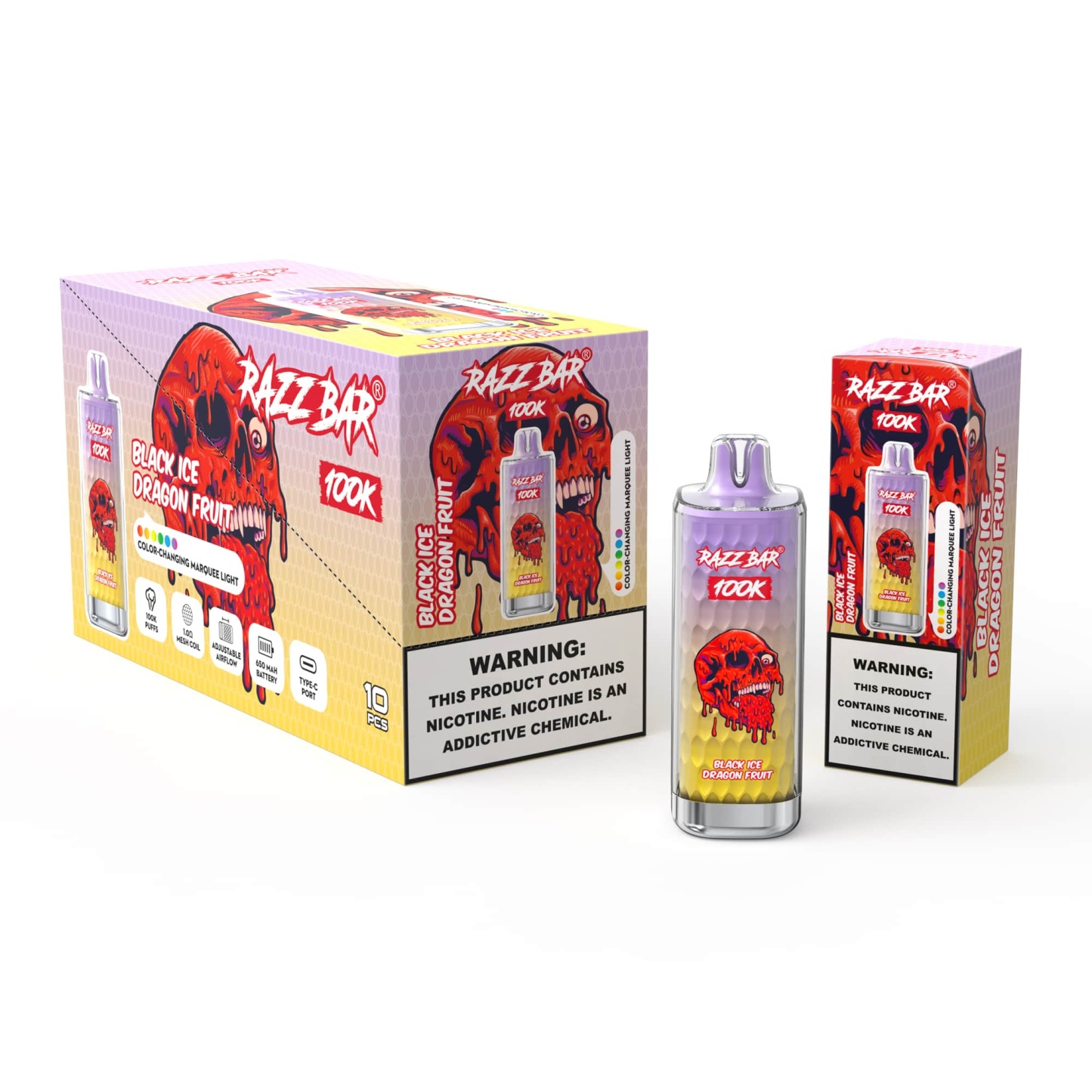 Razzbar 100K Puff Disposable Vape Pen E Cigarette 10000 Puffs Razz Bar Disposable Vape 