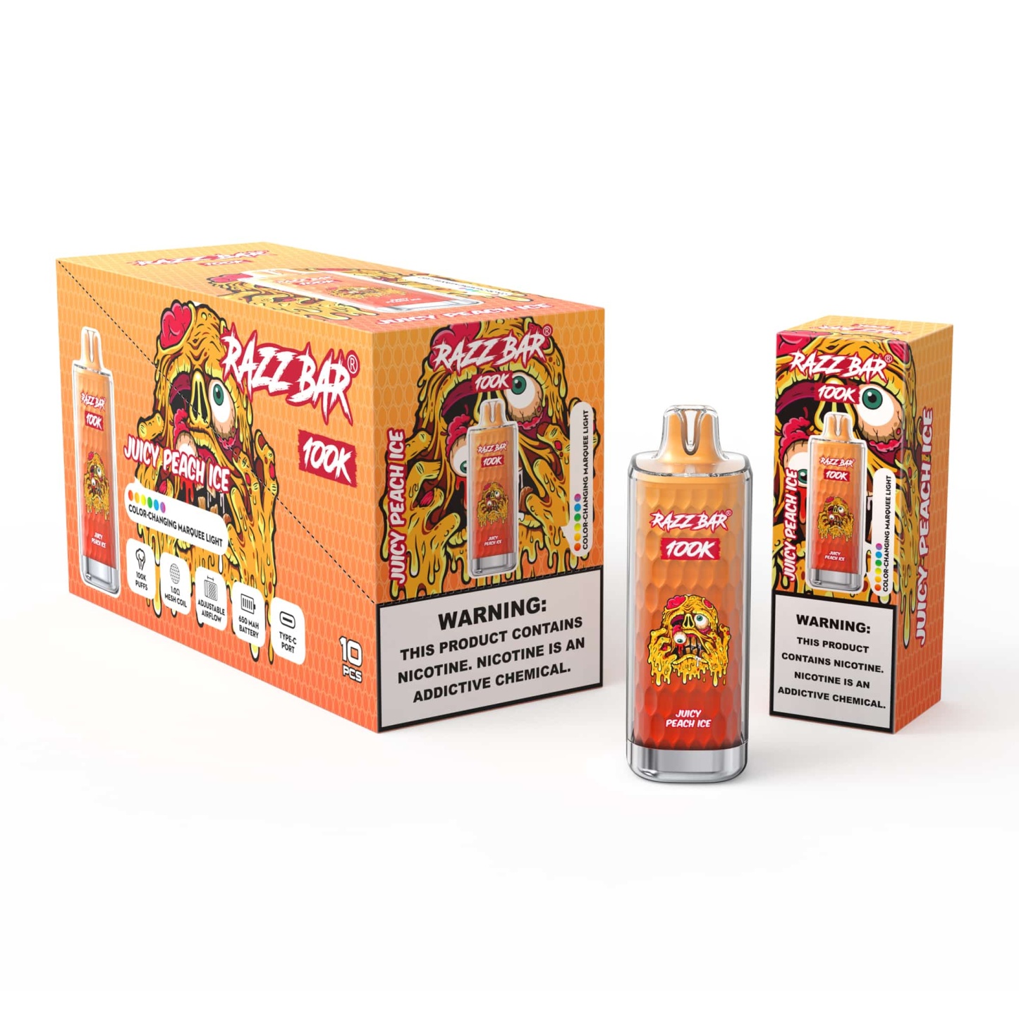 Razzbar 100K Puff Disposable Vape Pen E Cigarette 10000 Puffs Razz Bar Disposable Vape 