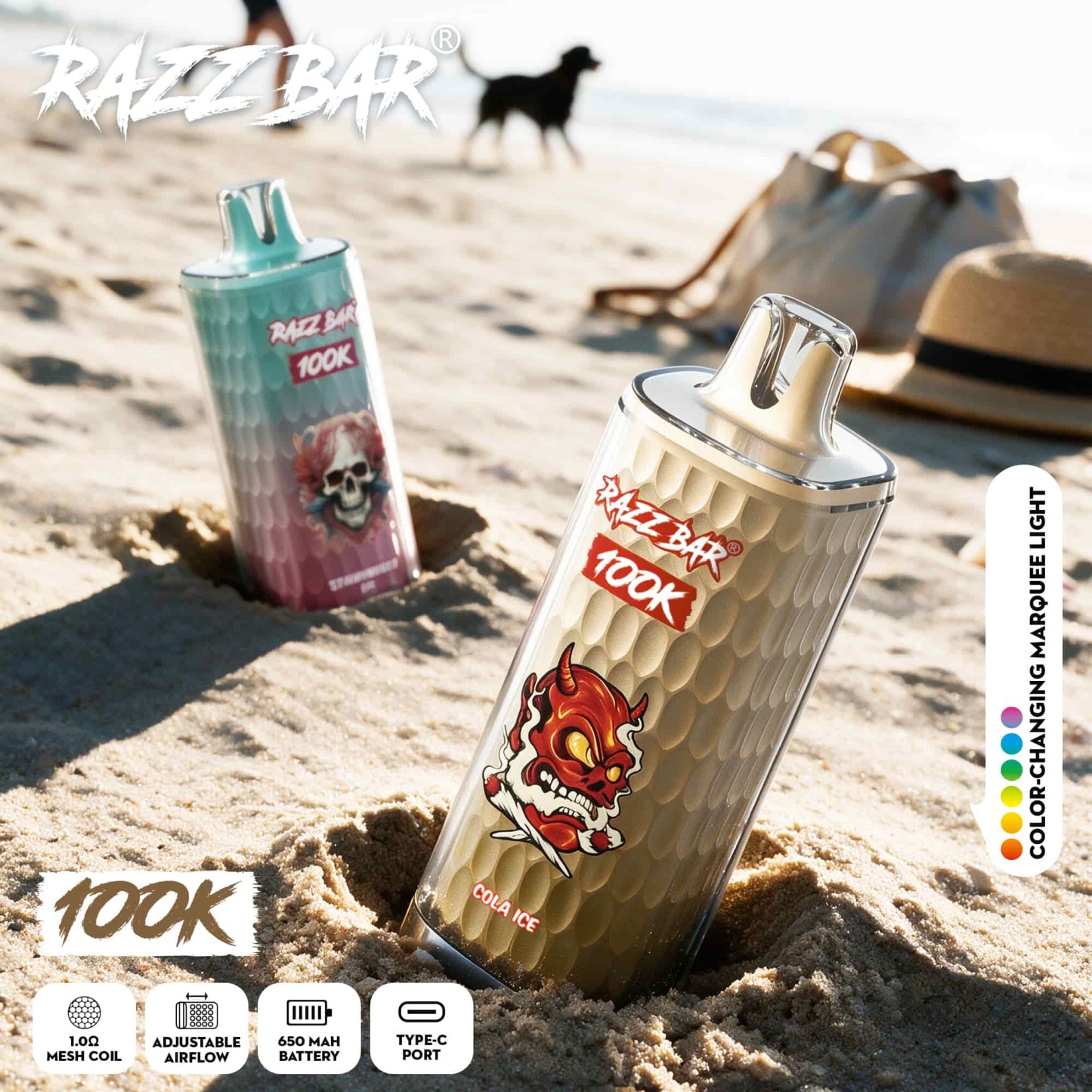 Razzbar 100K Puff Disposable Vape Pen E Cigarette 10000 Puffs Razz Bar Disposable Vape 