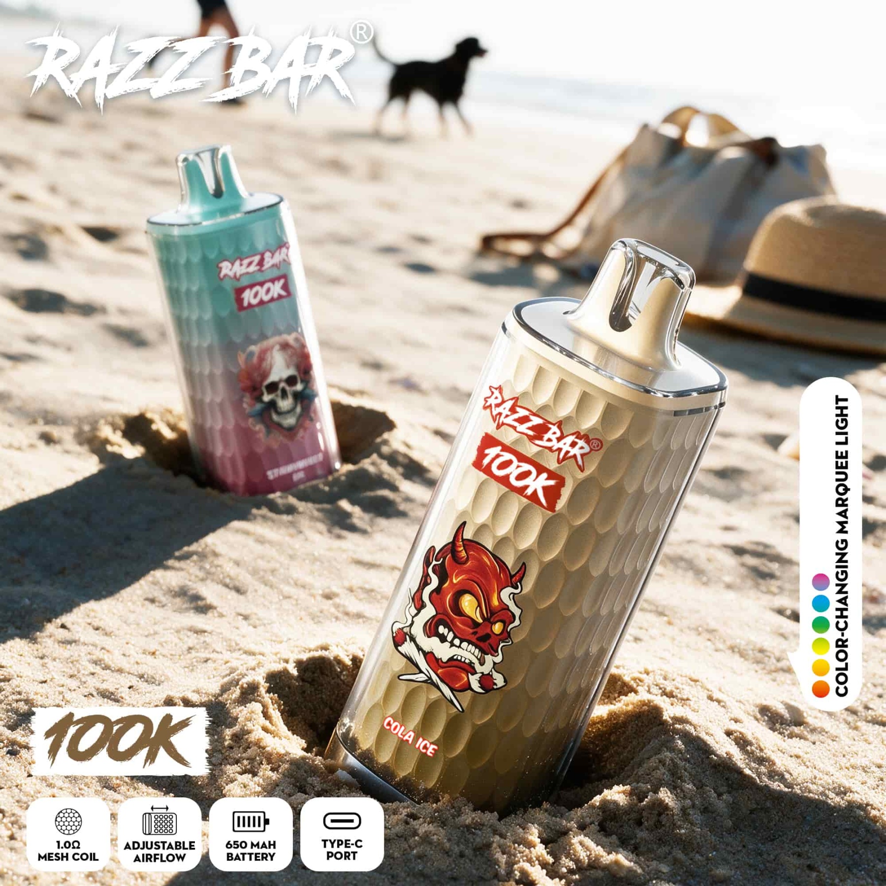 Razzbar 100K Puff Disposable Vape Pen E Cigarette 10000 Puffs Razz Bar Disposable Vape 