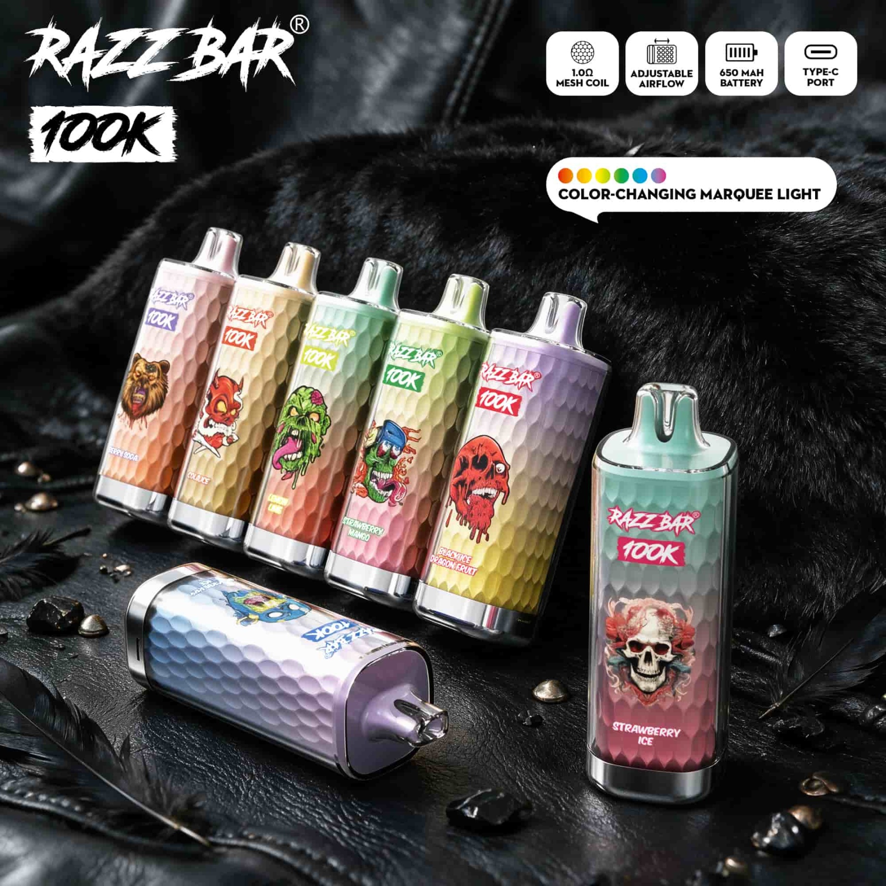 Razzbar 100K Puff Disposable Vape Pen E Cigarette 10000 Puffs Razz Bar Disposable Vape 