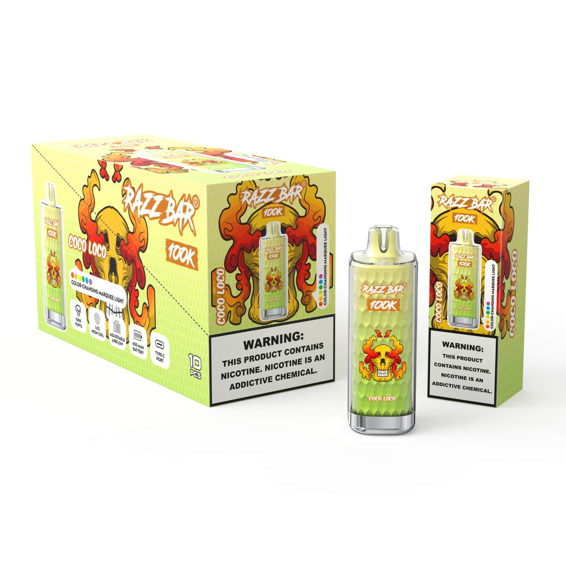 Razzbar 100K Puff Disposable Vape Pen E Cigarette 10000 Puffs Razz Bar Disposable Vape 