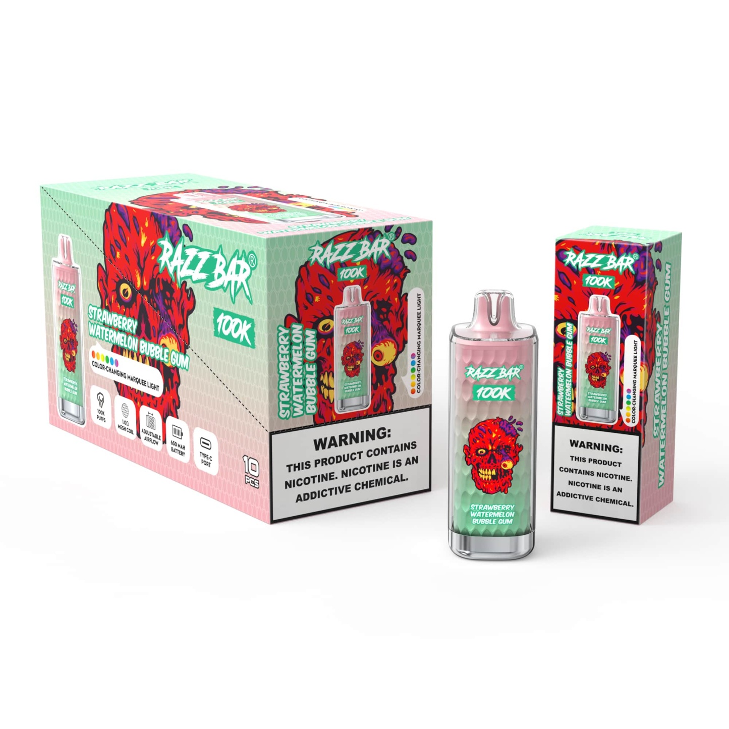 Razzbar 100K Puff Disposable Vape Pen E Cigarette 10000 Puffs Razz Bar Disposable Vape 