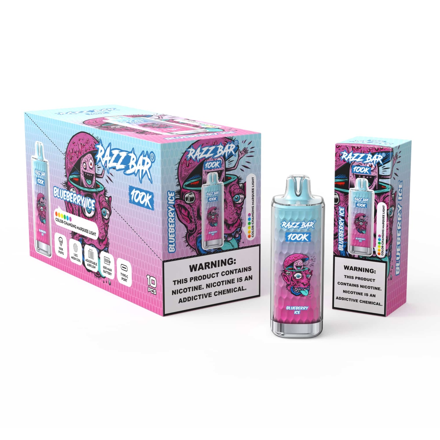 Razzbar 100K Puff Disposable Vape Pen E Cigarette 10000 Puffs Razz Bar Disposable Vape 
