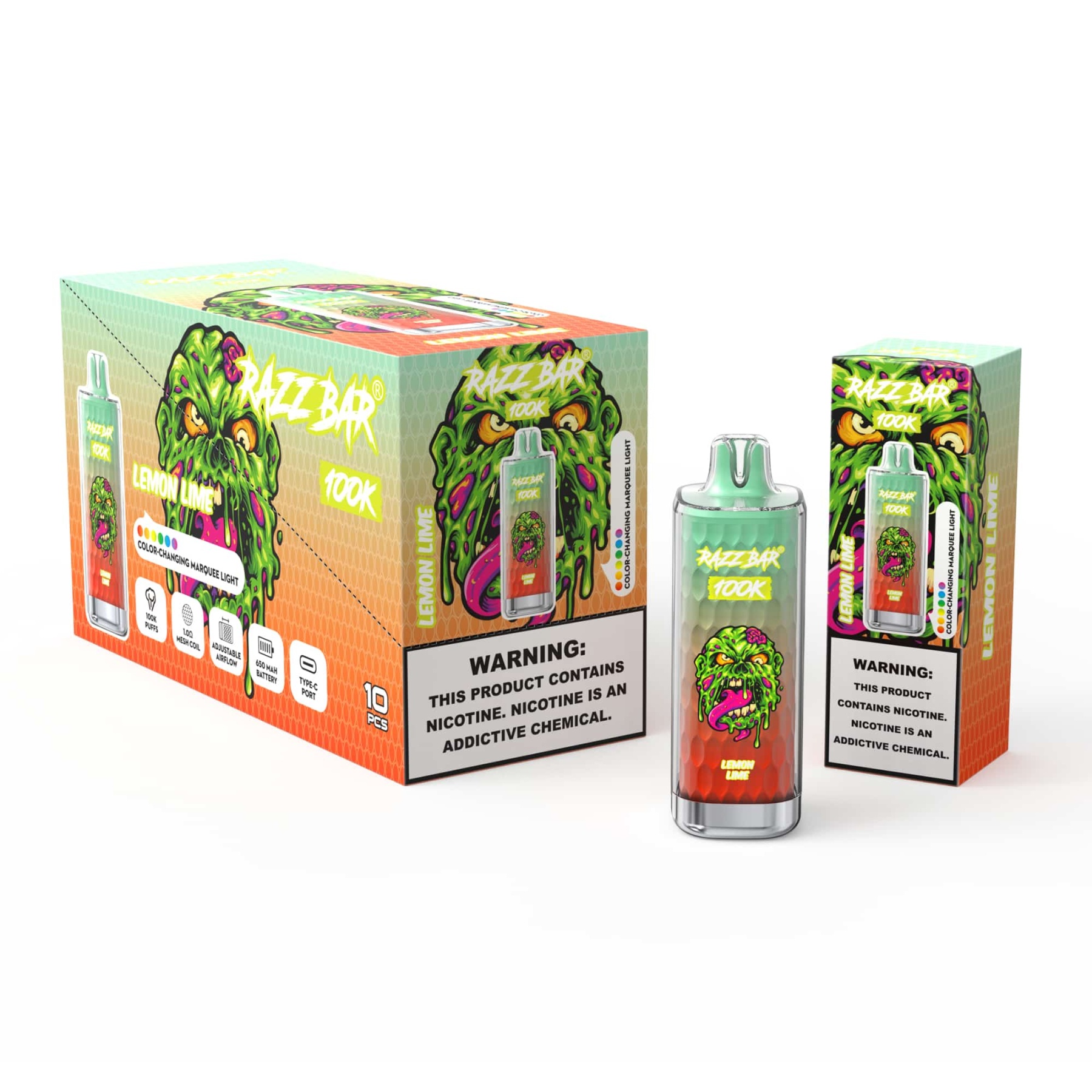 Razzbar 100K Puff Disposable Vape Pen E Cigarette 10000 Puffs Razz Bar Disposable Vape 