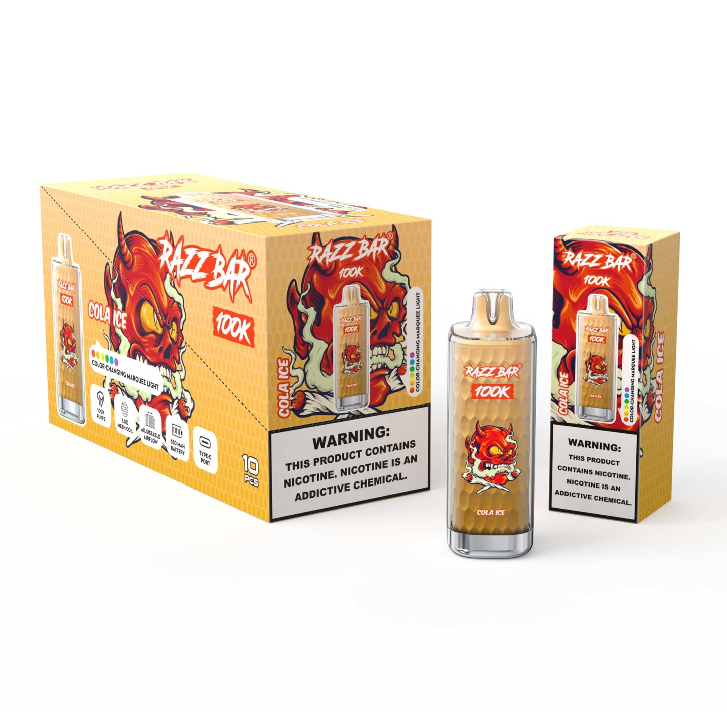 Razzbar 100K Puff Disposable Vape Pen E Cigarette 10000 Puffs Razz Bar Disposable Vape 