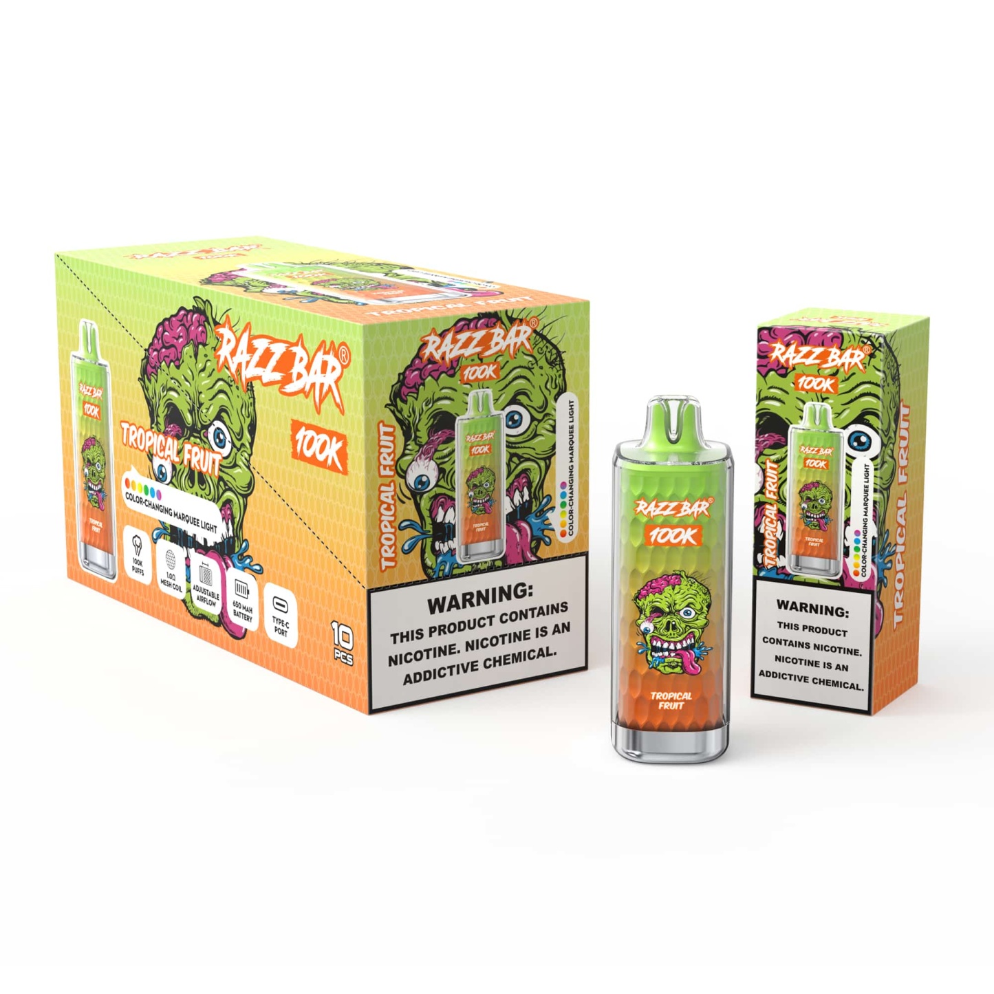 Razzbar 100K Puff Disposable Vape Pen E Cigarette 10000 Puffs Razz Bar Disposable Vape 