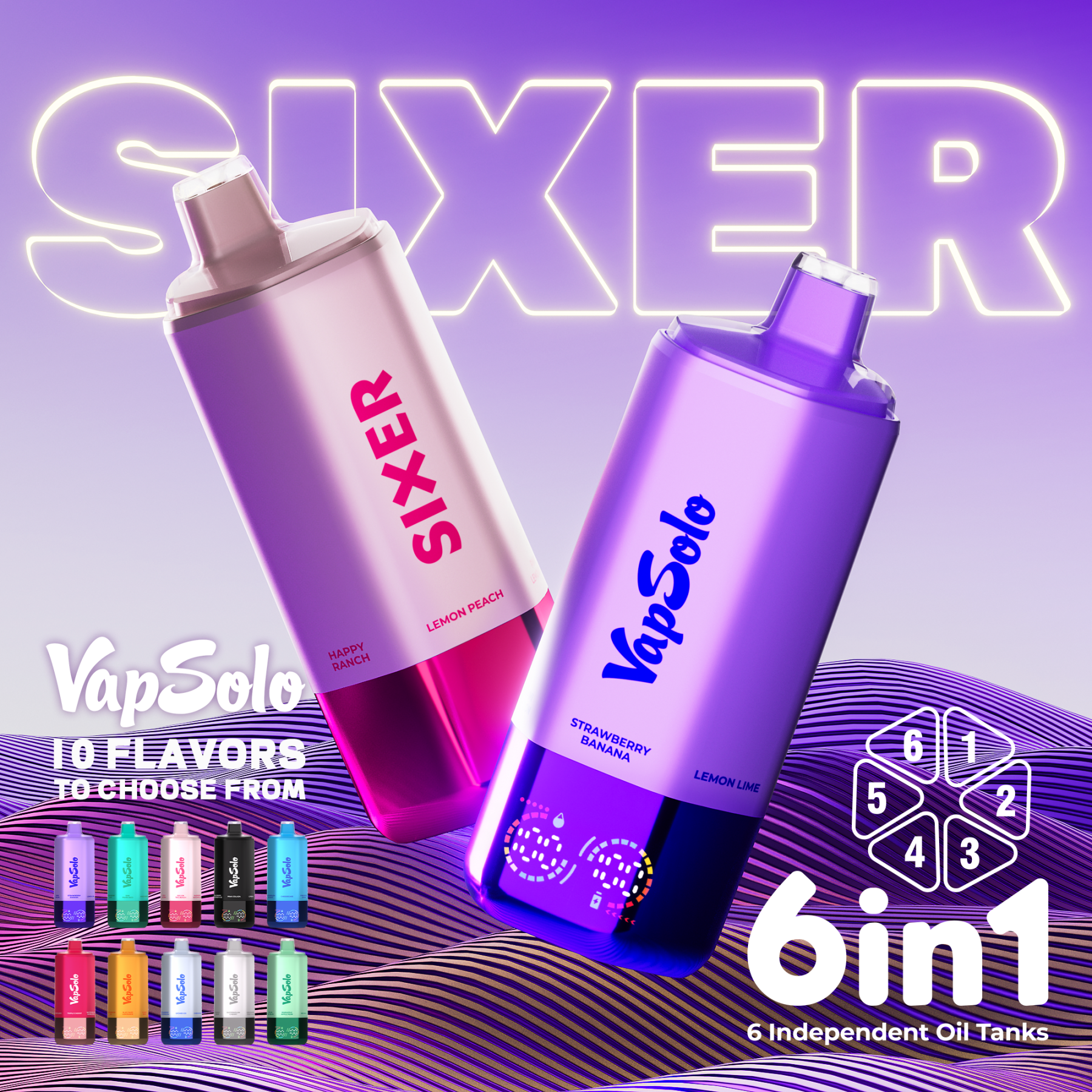 EU Germany Spain warehouse Vapsolo Sixer 180k puffs 6in1 Disposable Vape pen Wholesale Electronic Cigarette Vaper