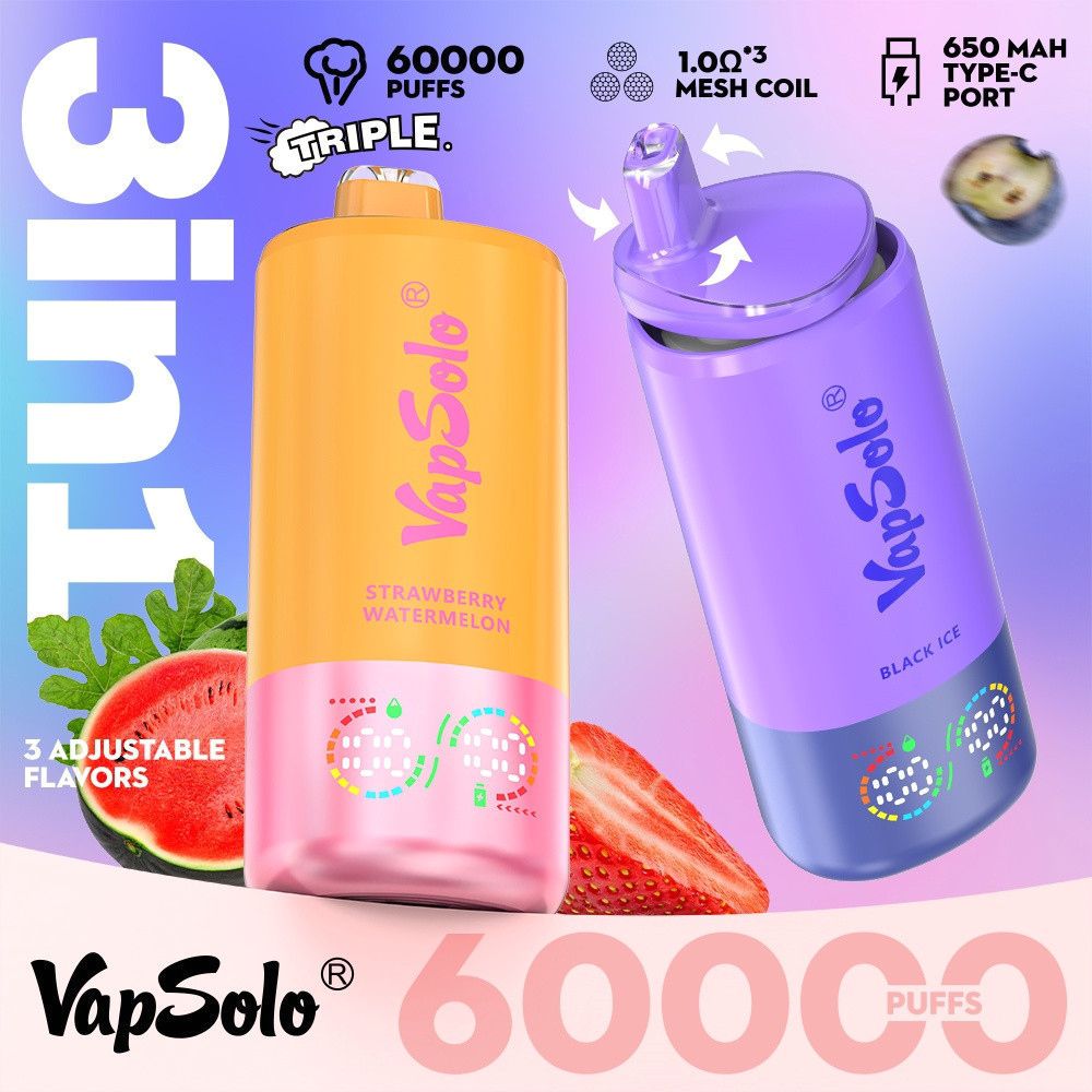 EU Germany Spain warehouse Vapsolo triple 60k puffs 3in1 Disposable Vape pen Wholesale Electronic Cigarette Vaper
