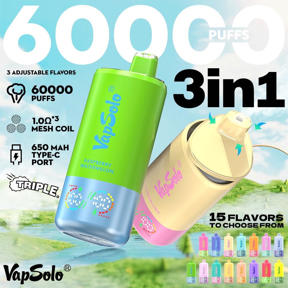 EU Germany Spain warehouse Vapsolo triple 60k puffs 3in1 Disposable Vape pen Wholesale Electronic Cigarette Vaper