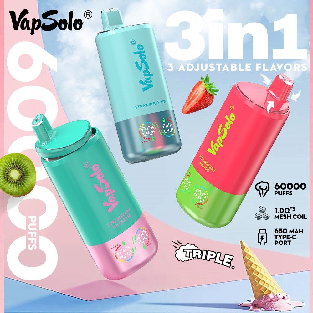 EU Germany Spain warehouse Vapsolo triple 60k puffs 3in1 Disposable Vape pen Wholesale Electronic Cigarette Vaper