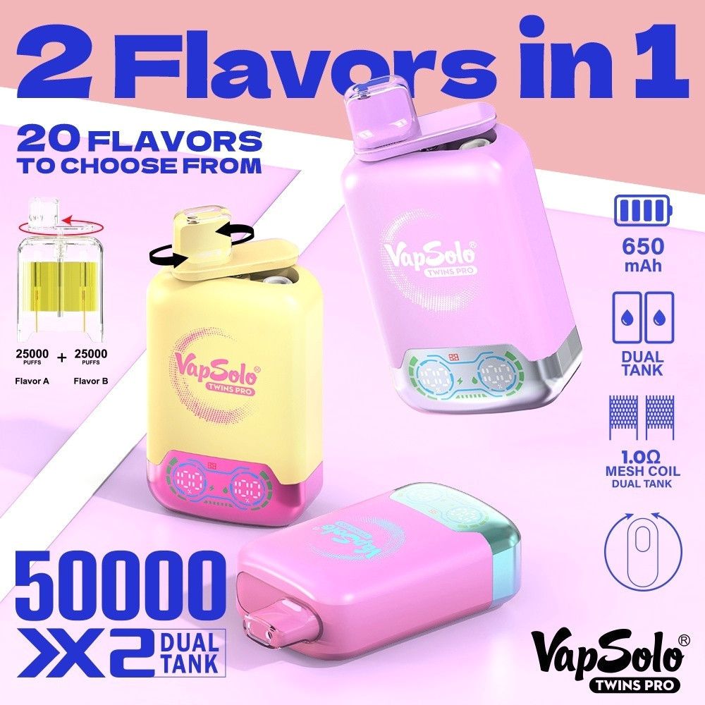 EU Germany Spain warehouse Vapsolo 50k puffs twins pro Disposable Vape pen Wholesale Electronic Cigarette Vaper