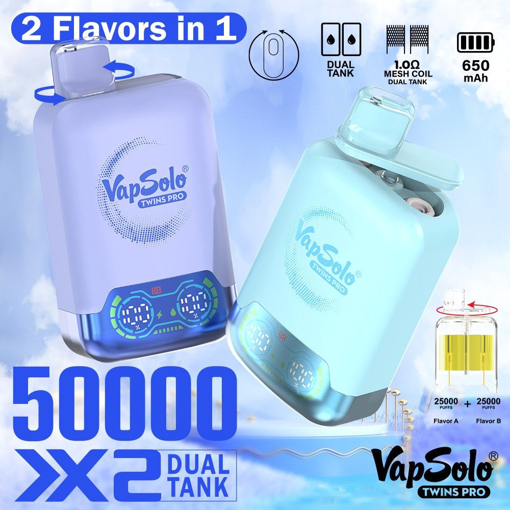 EU Germany Spain warehouse Vapsolo 50k puffs twins pro Disposable Vape pen Wholesale Electronic Cigarette Vaper
