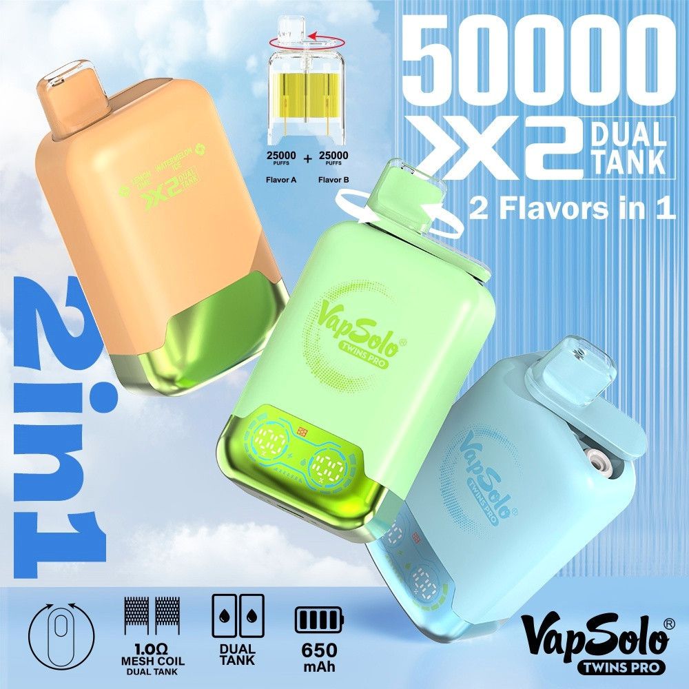 EU Germany Spain warehouse Vapsolo 50k puffs twins pro Disposable Vape pen Wholesale Electronic Cigarette Vaper