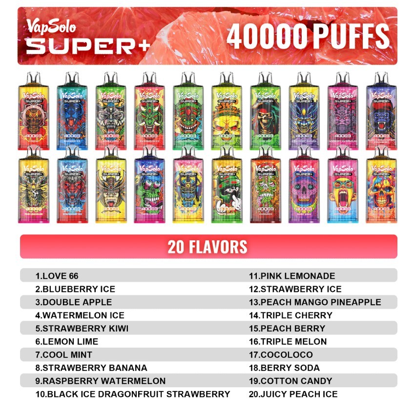EU Germany Spain warehouse Vapsolo super 40k puffs Disposable Vape pen Wholesale Electronic Cigarette Vaper
