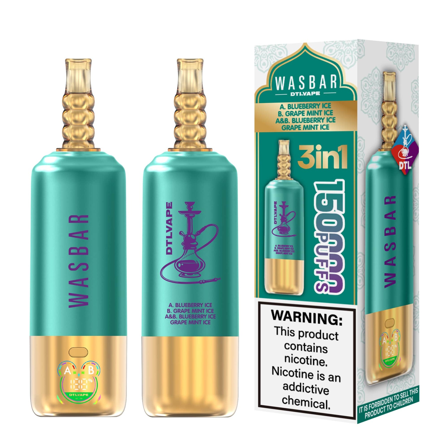 WASBAR DTL 150K 3in1 Shisha 150k Puffs
