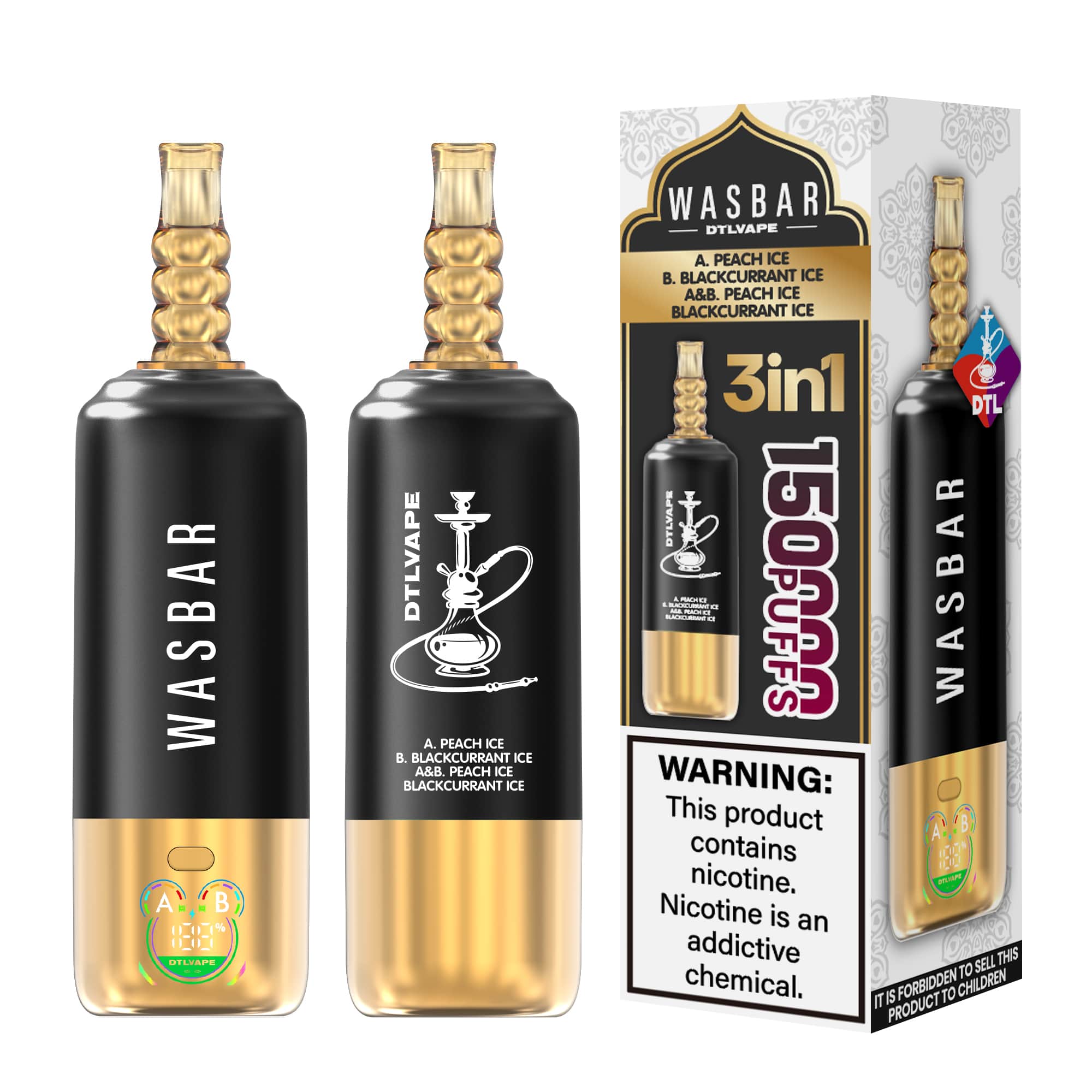 WASBAR DTL 150K 3in1 Shisha 150k Puffs