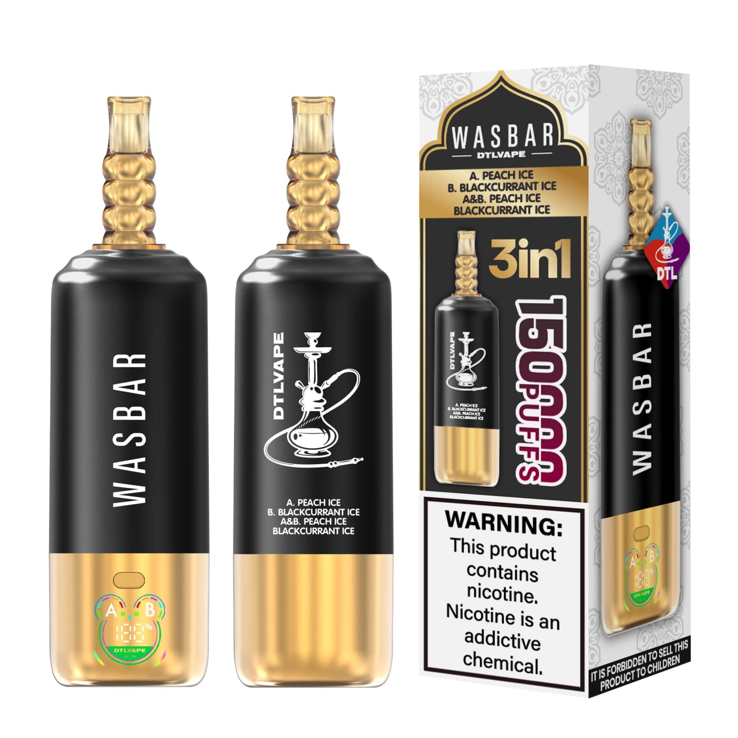 WASBAR DTL 150K 3in1 Shisha 150k Puffs