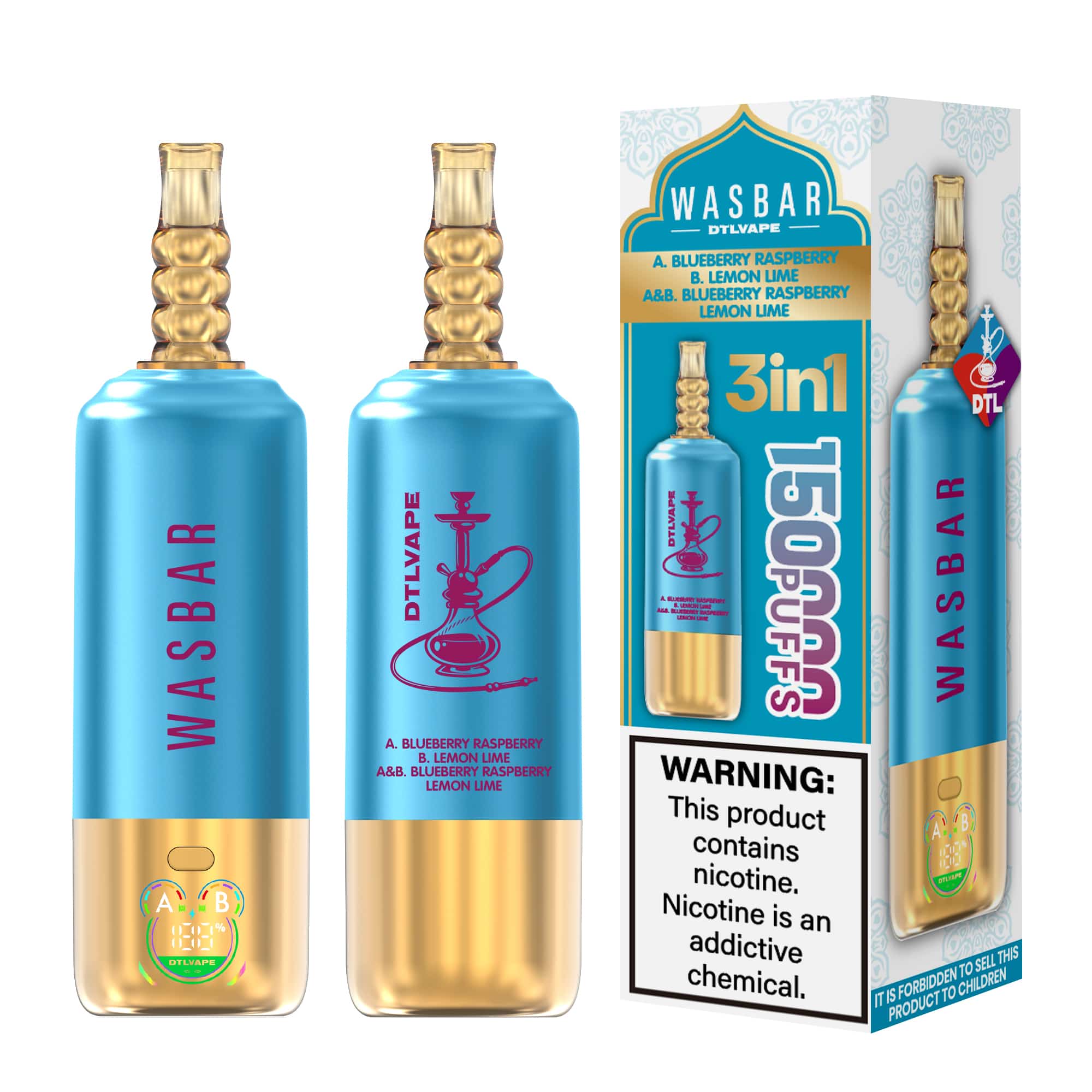 WASBAR DTL 150K 3in1 Shisha 150k Puffs