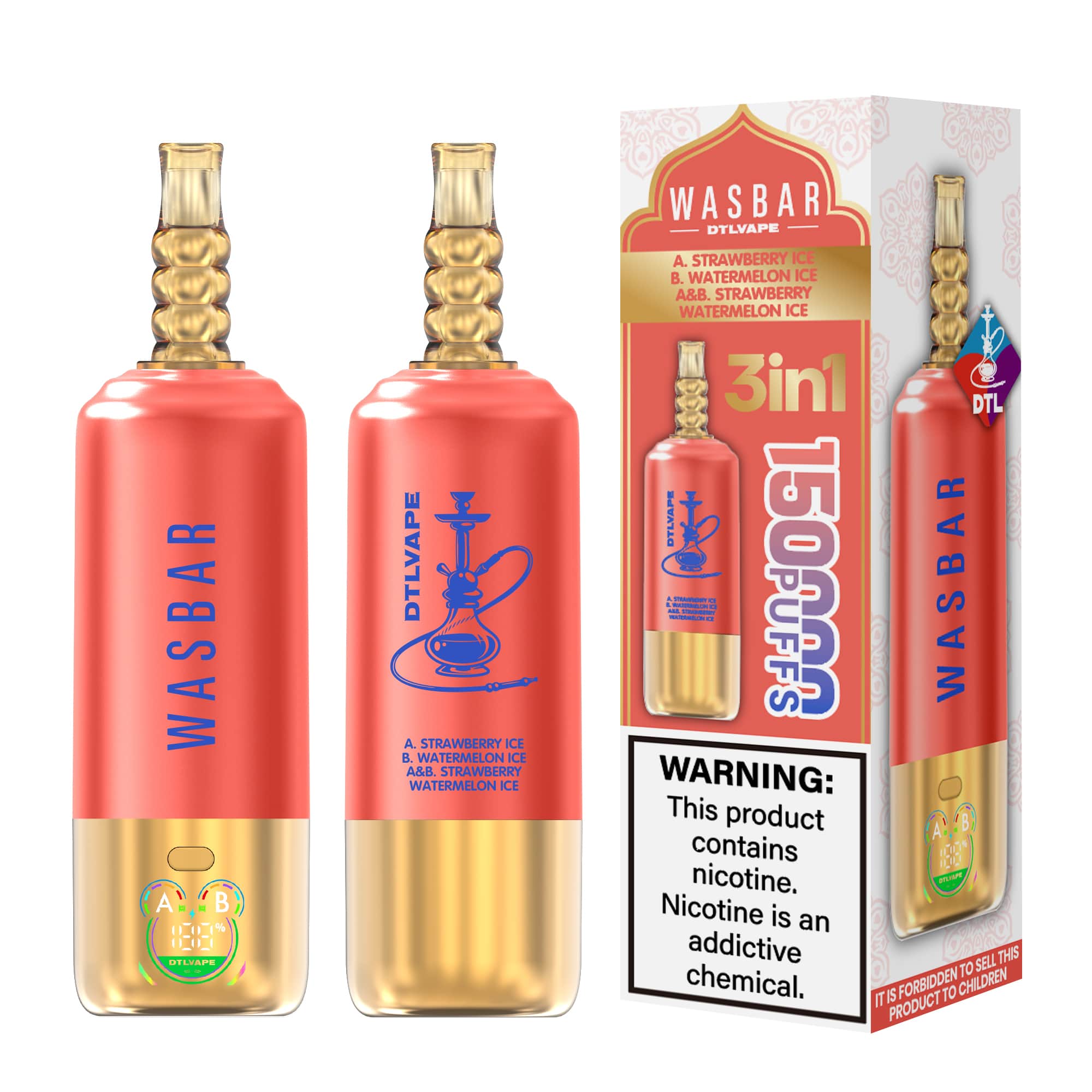 WASBAR DTL 150K 3in1 Shisha 150k Puffs