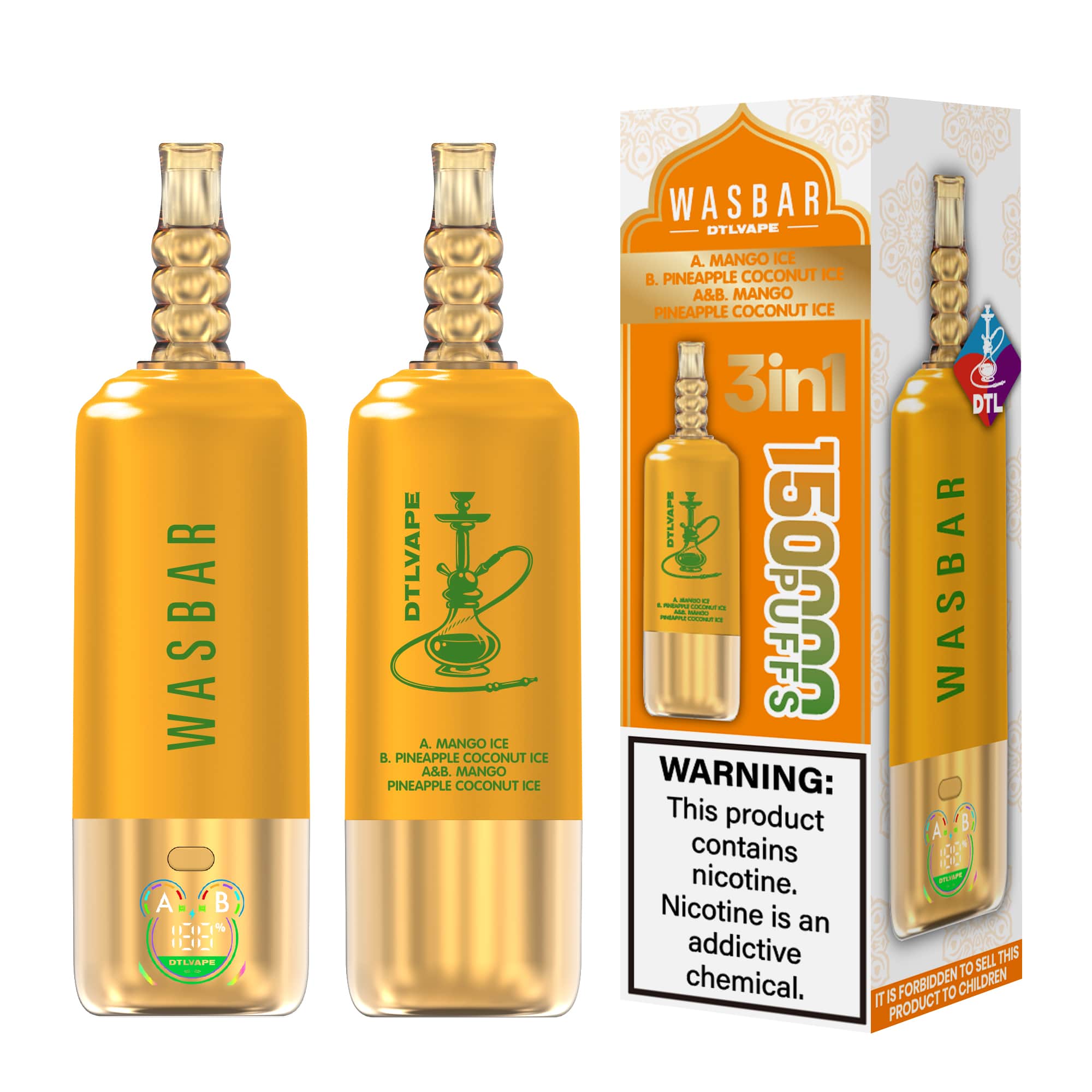 WASBAR DTL 150K 3in1 Shisha 150k Puffs