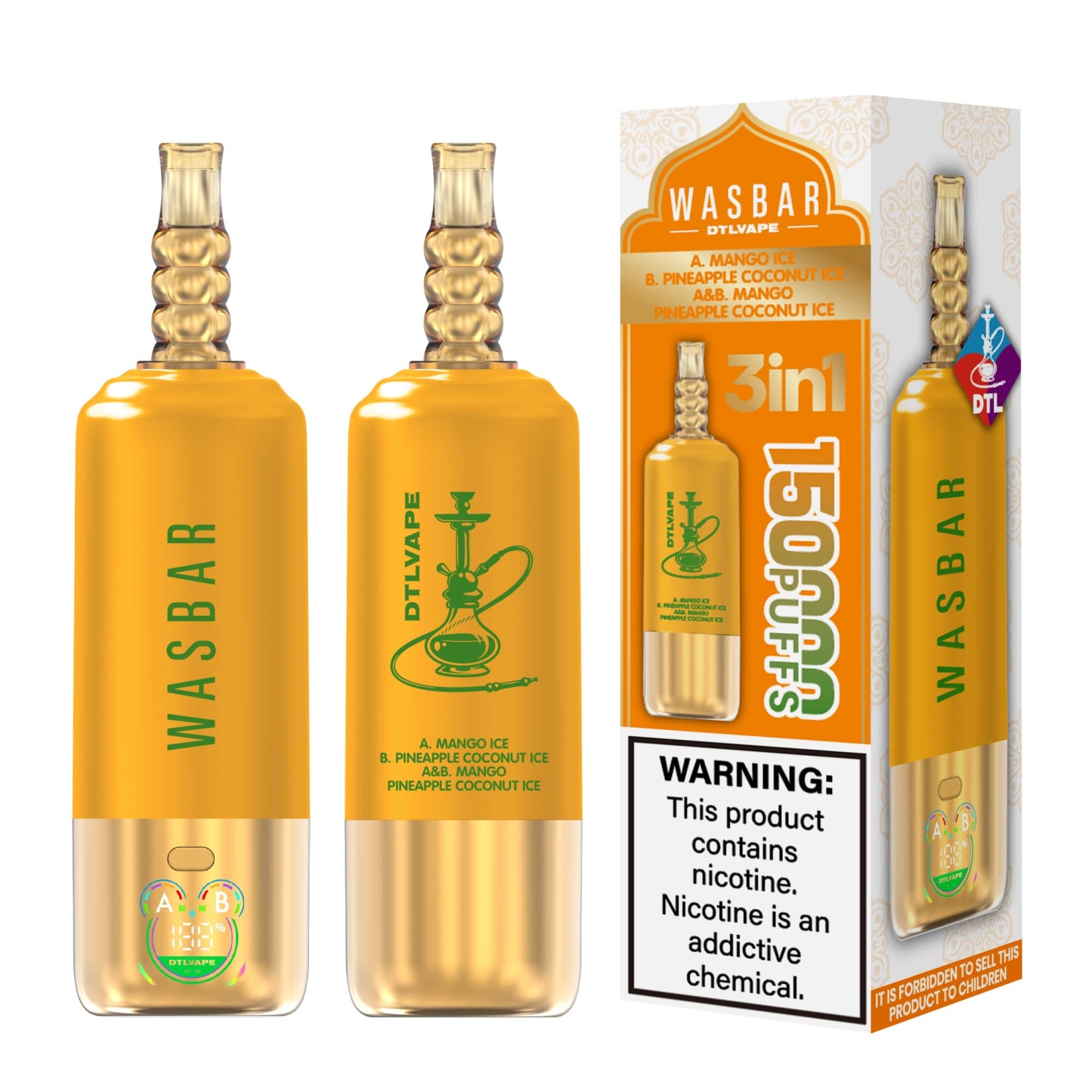 WASBAR DTL 150K 3in1 Shisha 150k Puffs